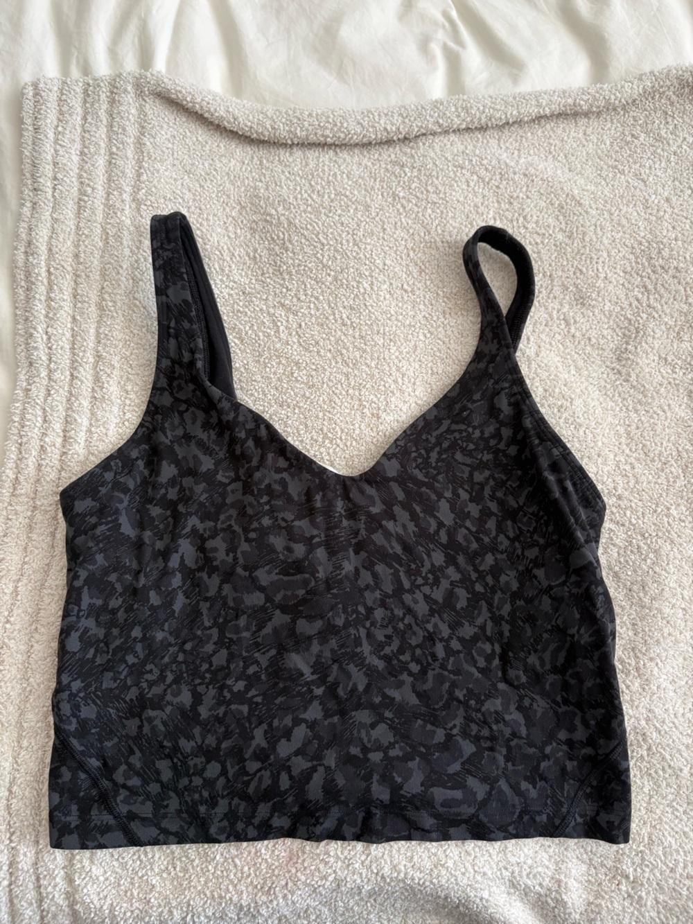 lululemon Black Patterned Sports Bra Top